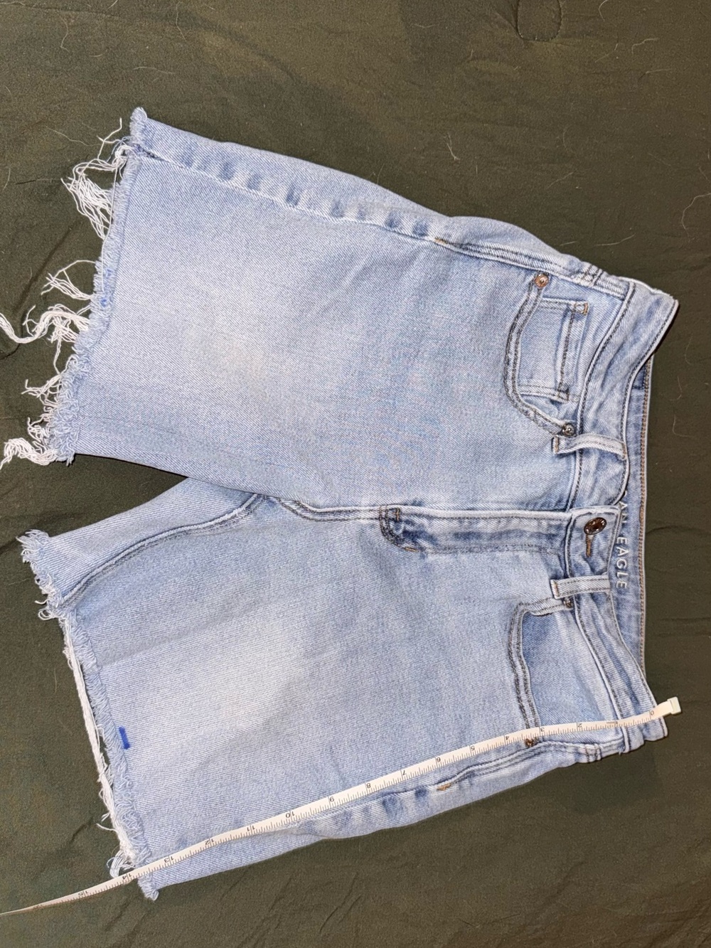 American Eagle Outfitters Light Wash Frayed Hem Denim Shorts